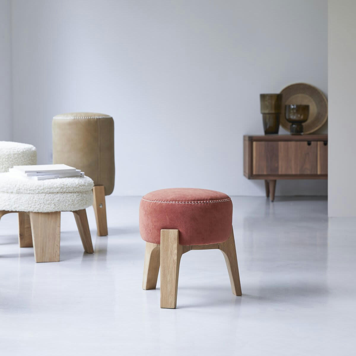 DRUM - Pouf S Sienna en chêne massif