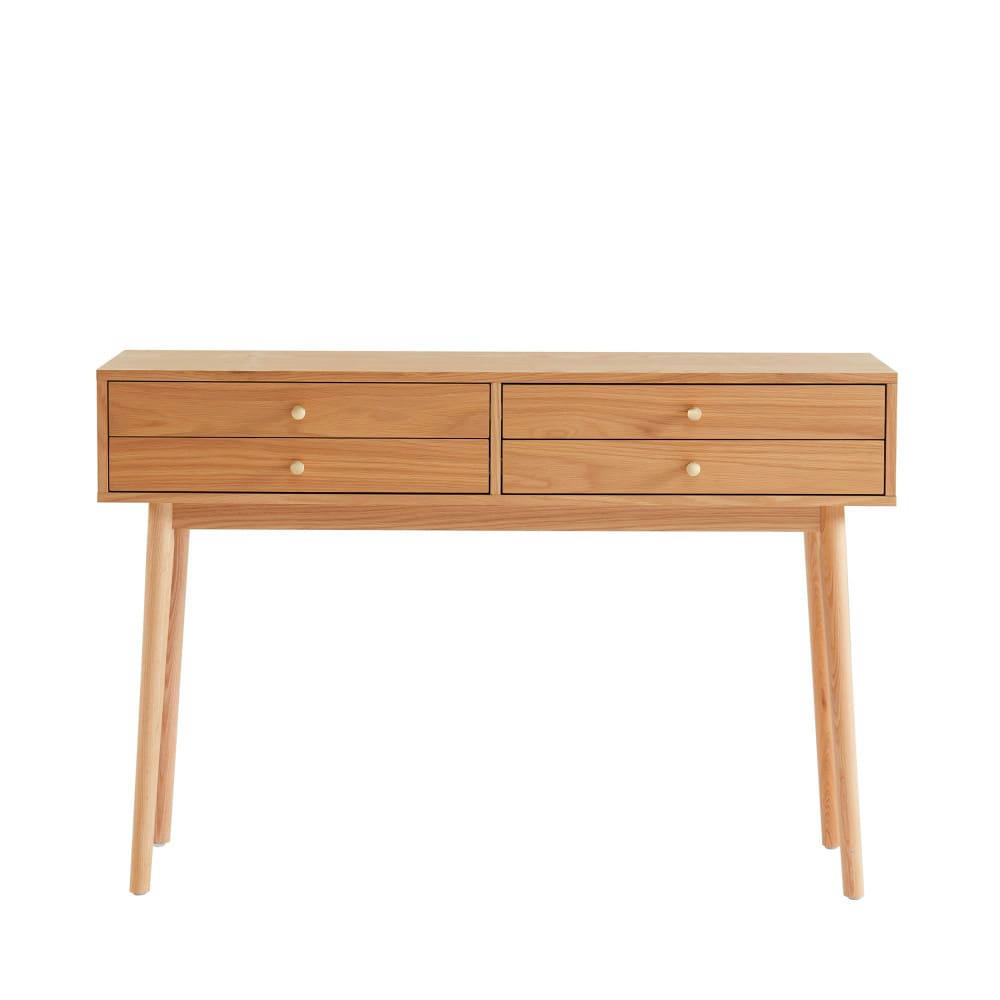 GRUDE - Console 4 tiroirs en bois L120cm bois clair