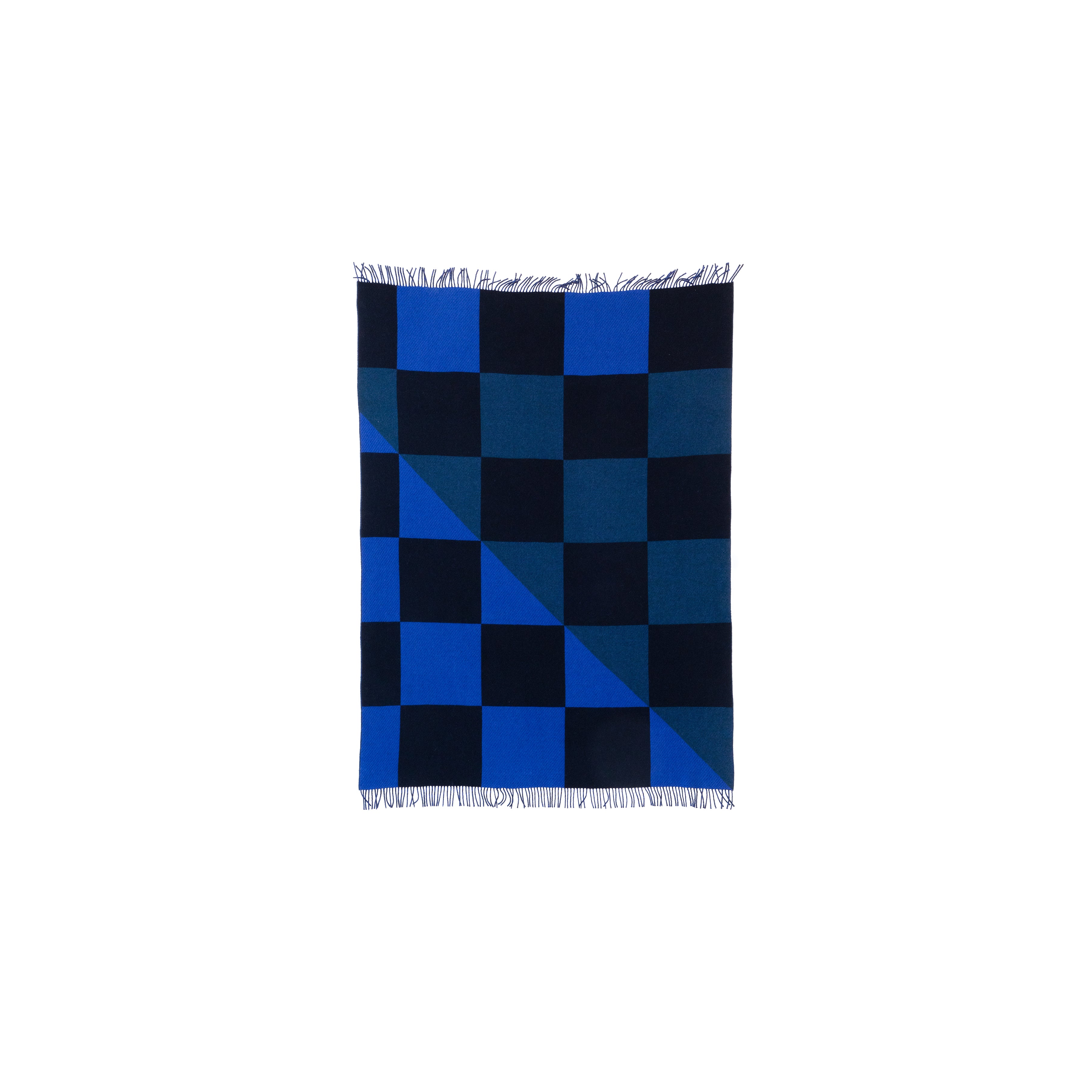 Blue, Green and Navy Throw Blanket - Oversized Checker Patchwork