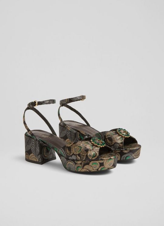Brittany Metallic Fruit Brocade Platform Sandals