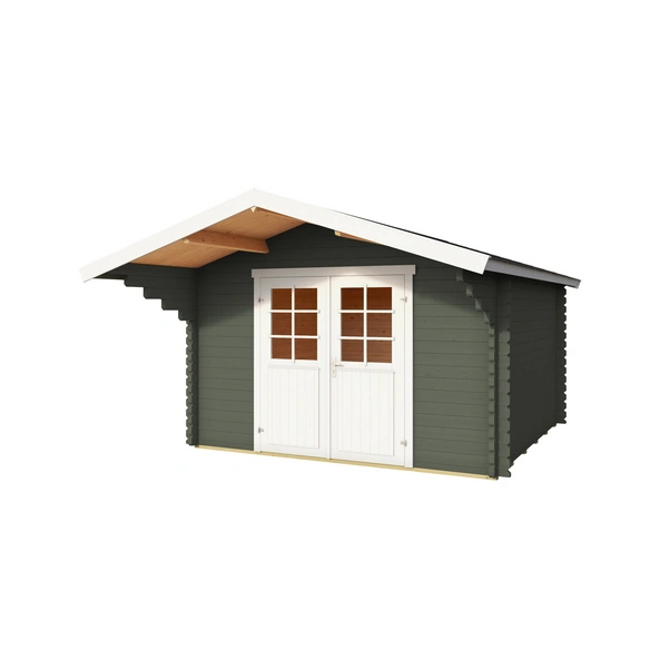 Gartenhaus »Viljandi«, BxHxT: 339,7 x 245,1 x 445 cm (Außenmaß inkl. Dachüberstand), grüngrau