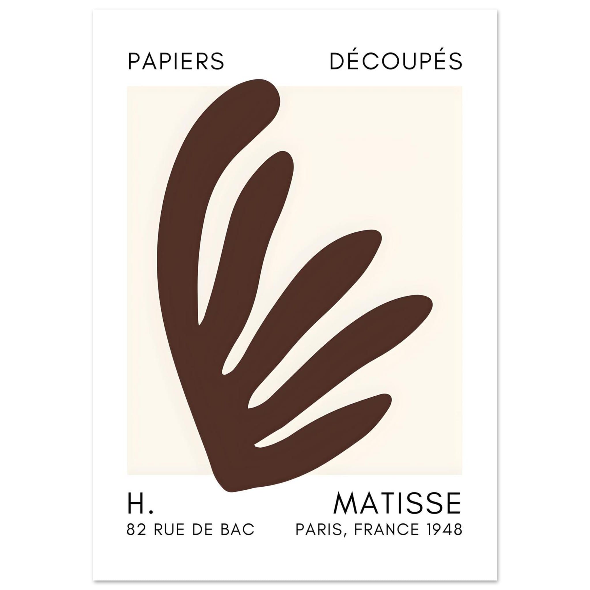 Artfulprints Poster Matisse – Aquatic impression brown  - A4 21x29.7 cm - Bruin