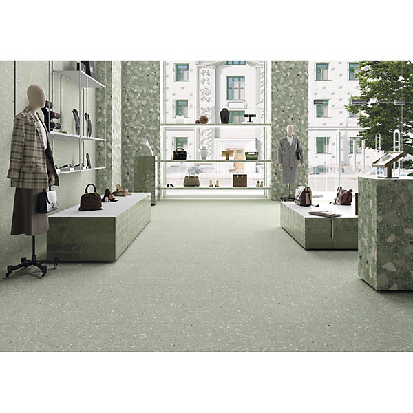 Carrelage sol extérieur antidérapant effet terrazzo 80x80 cm MONACO R VERDE ANTIDESLIZANTE
