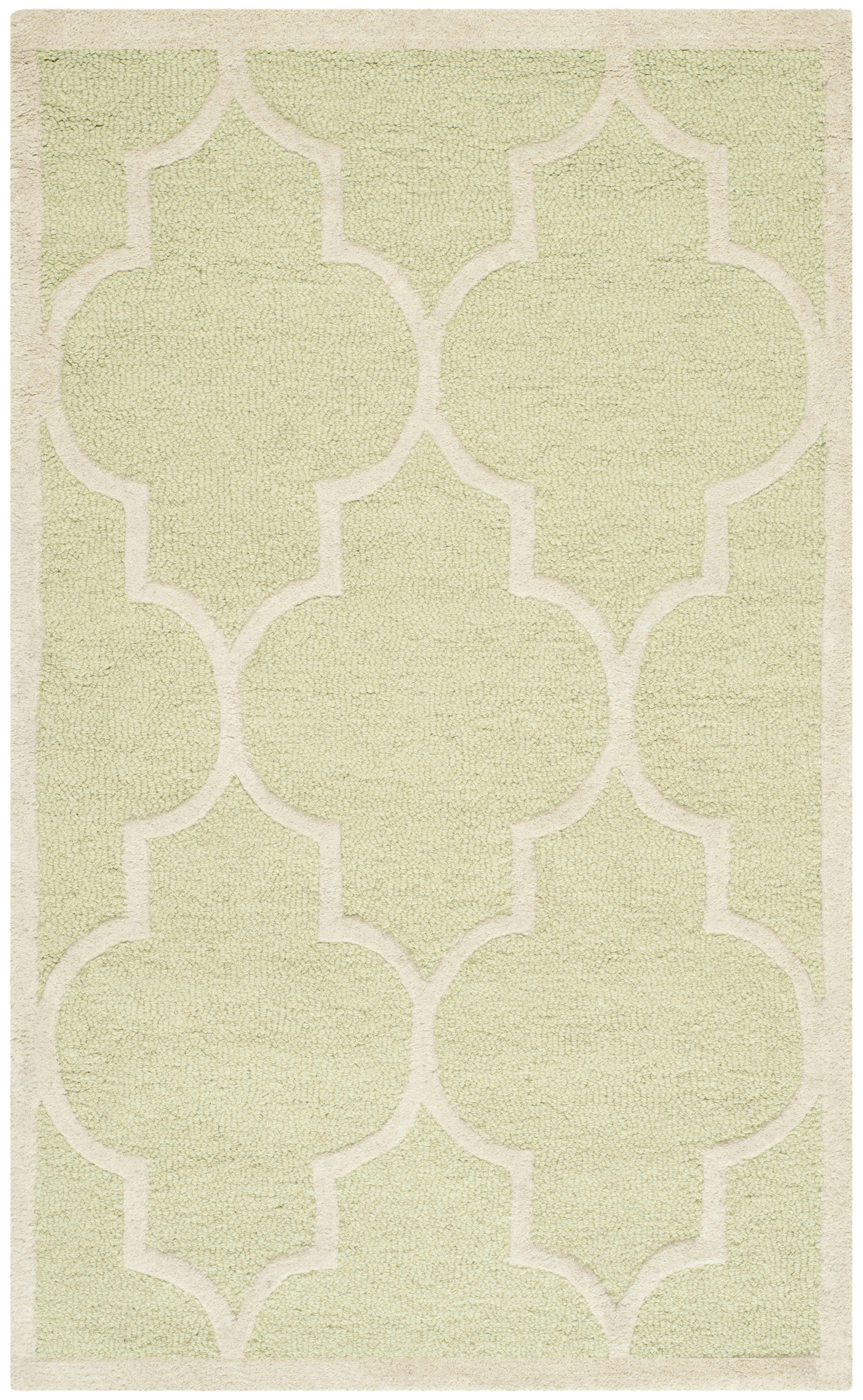 CAMBRIDGE - Tapis de salon interieur en vert clair & ivoire, 91 x 152 cm