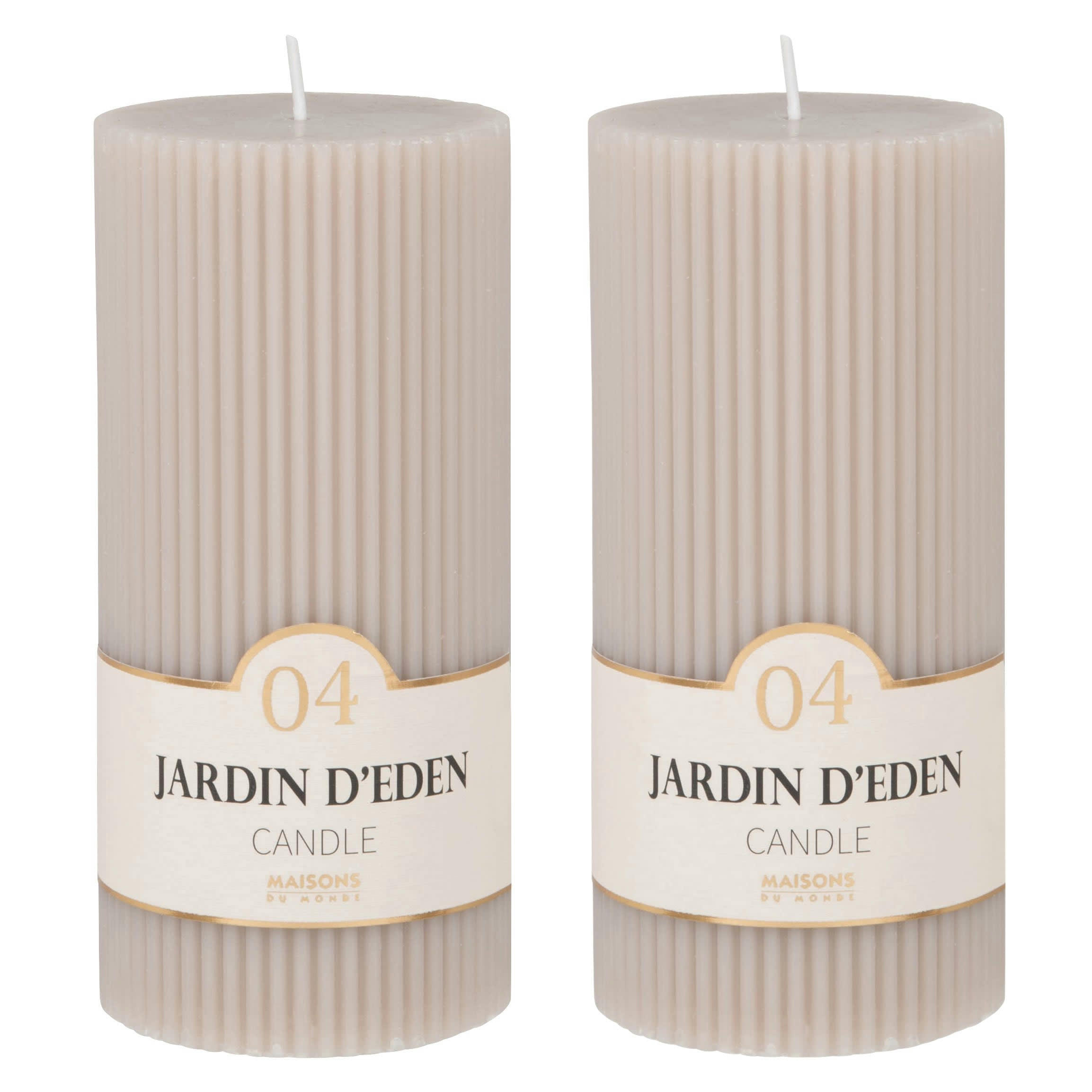 COLORAMA - Bougie striée parfumée taupe H15, 500g