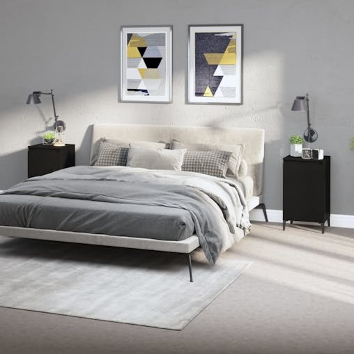 NNEVL Bedside Cabinets 2 pcs Black 40x35x70 cm Engineered Wood