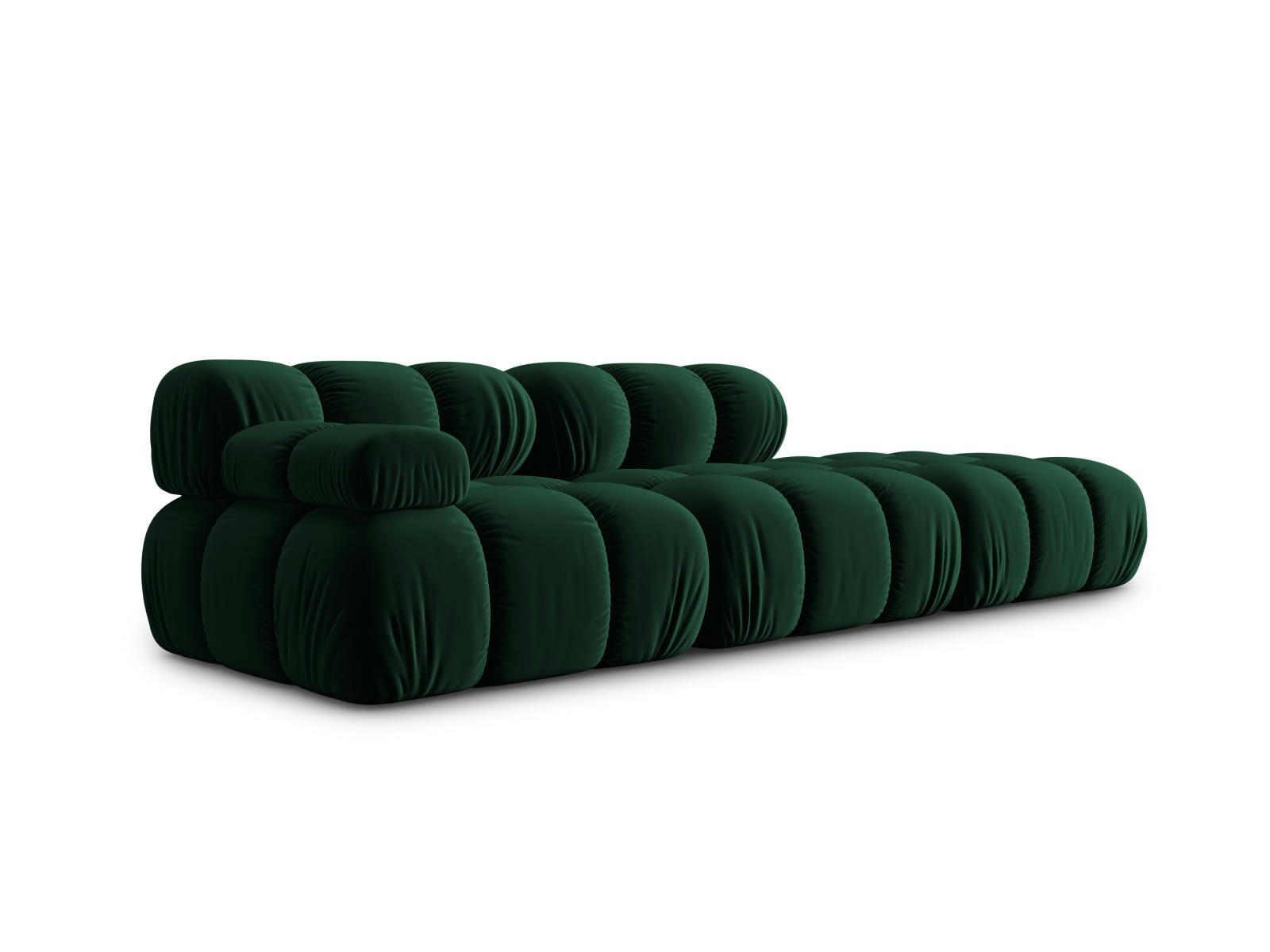 BELLIS - Canapé modulable droit 4 places en tissu velours vert bouteille