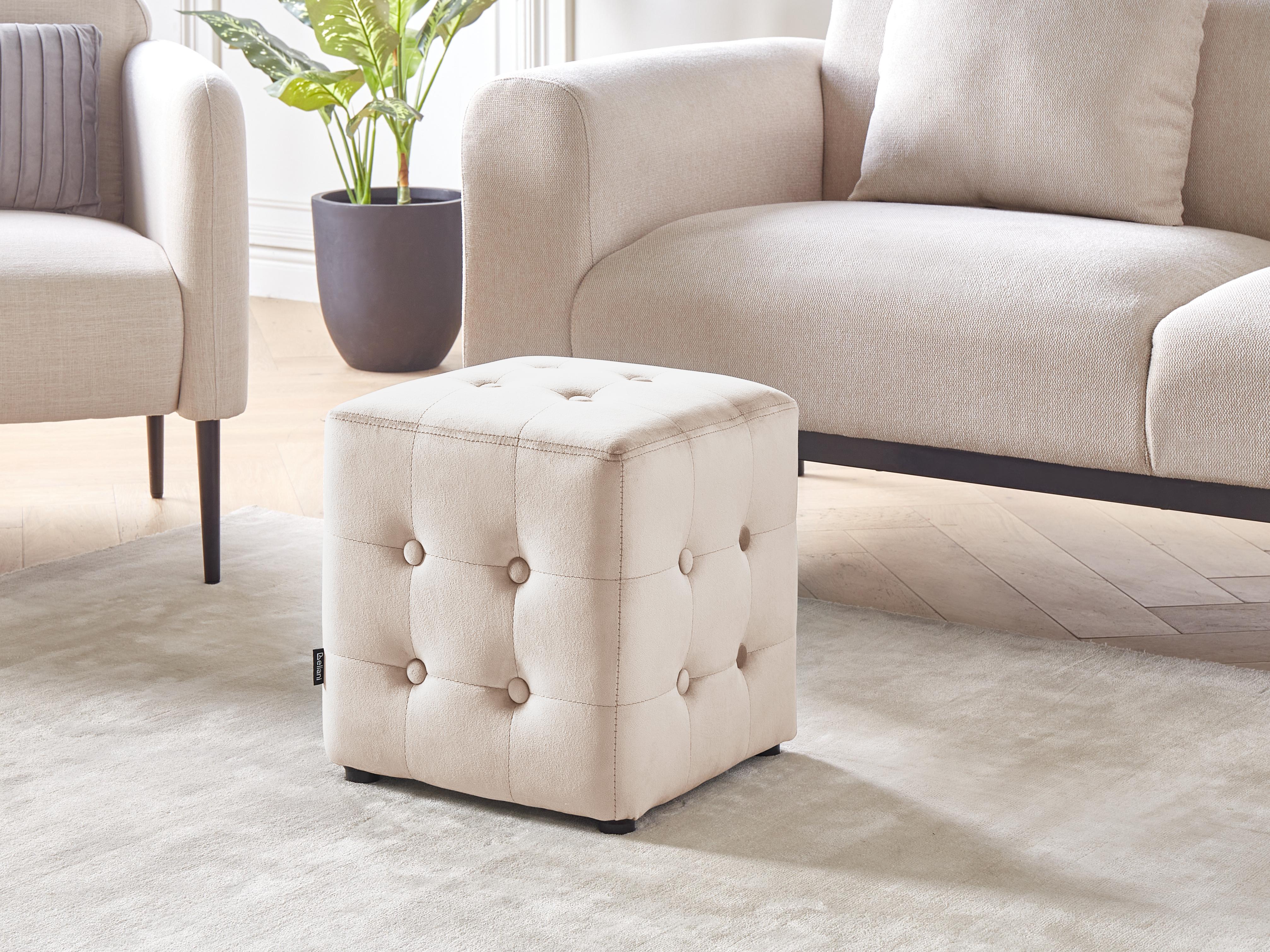 Pouffe WISCONSIN Velvet Light Beige
