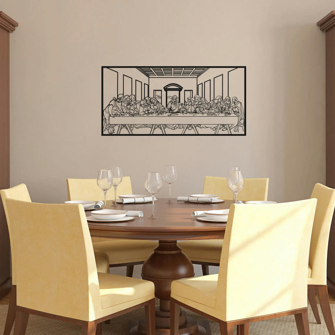 - Déco murale la dernière cène en métal noir 100x48 cm