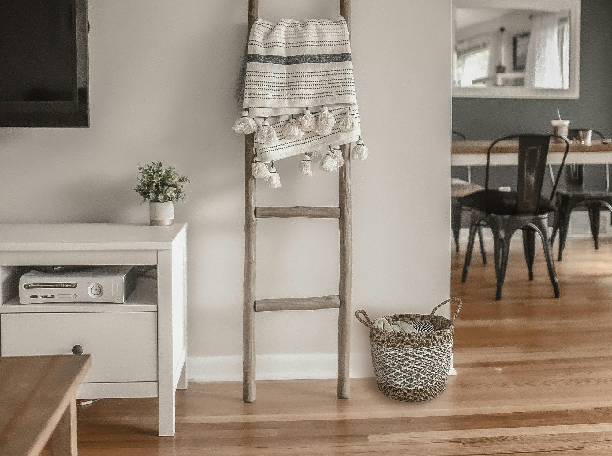 - Panier de rangement avec poignées en paille blanc 30x30x30cm