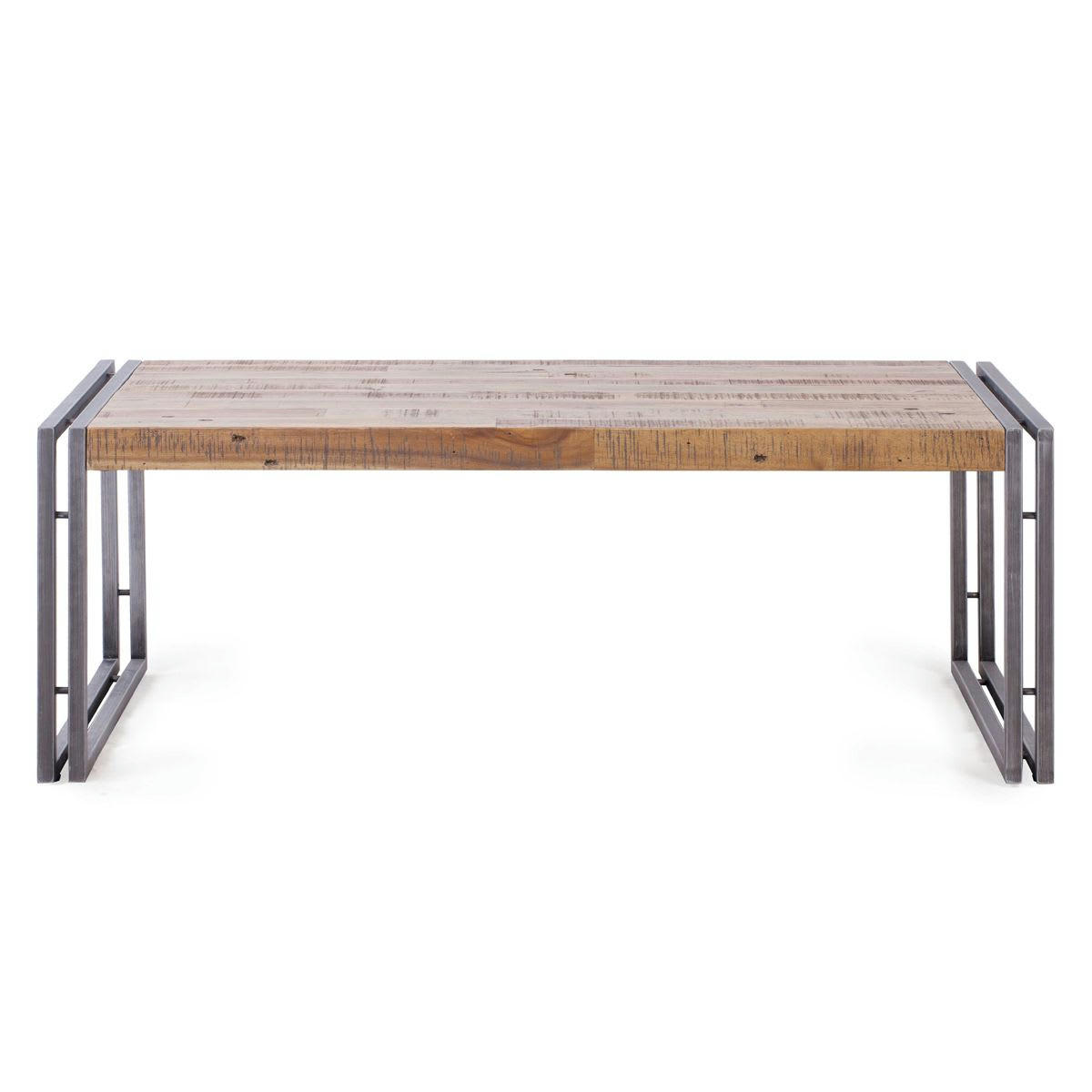 OMEGA - Table basse rectangulaire bois et métal