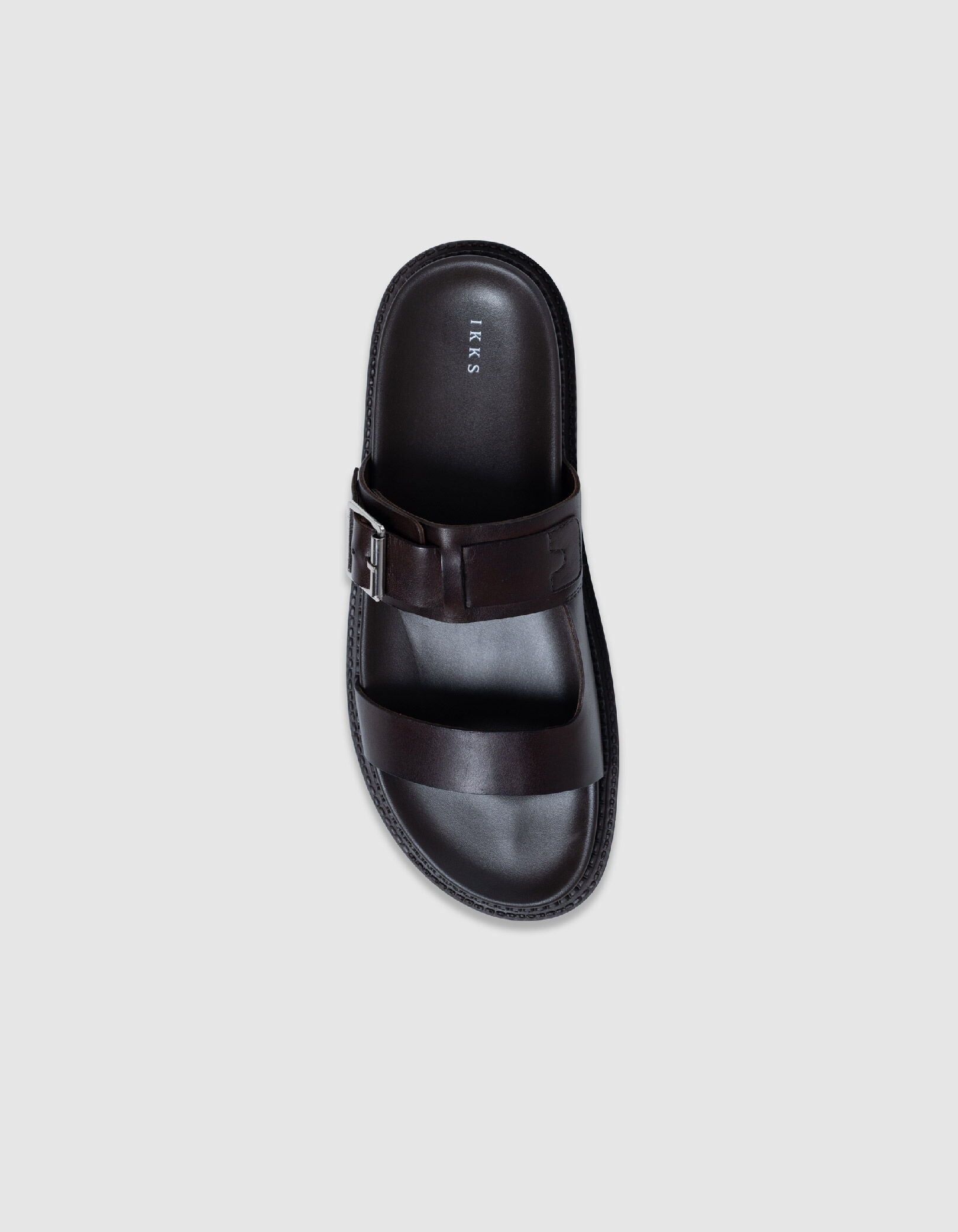 Mules cuir brun double bride Homme