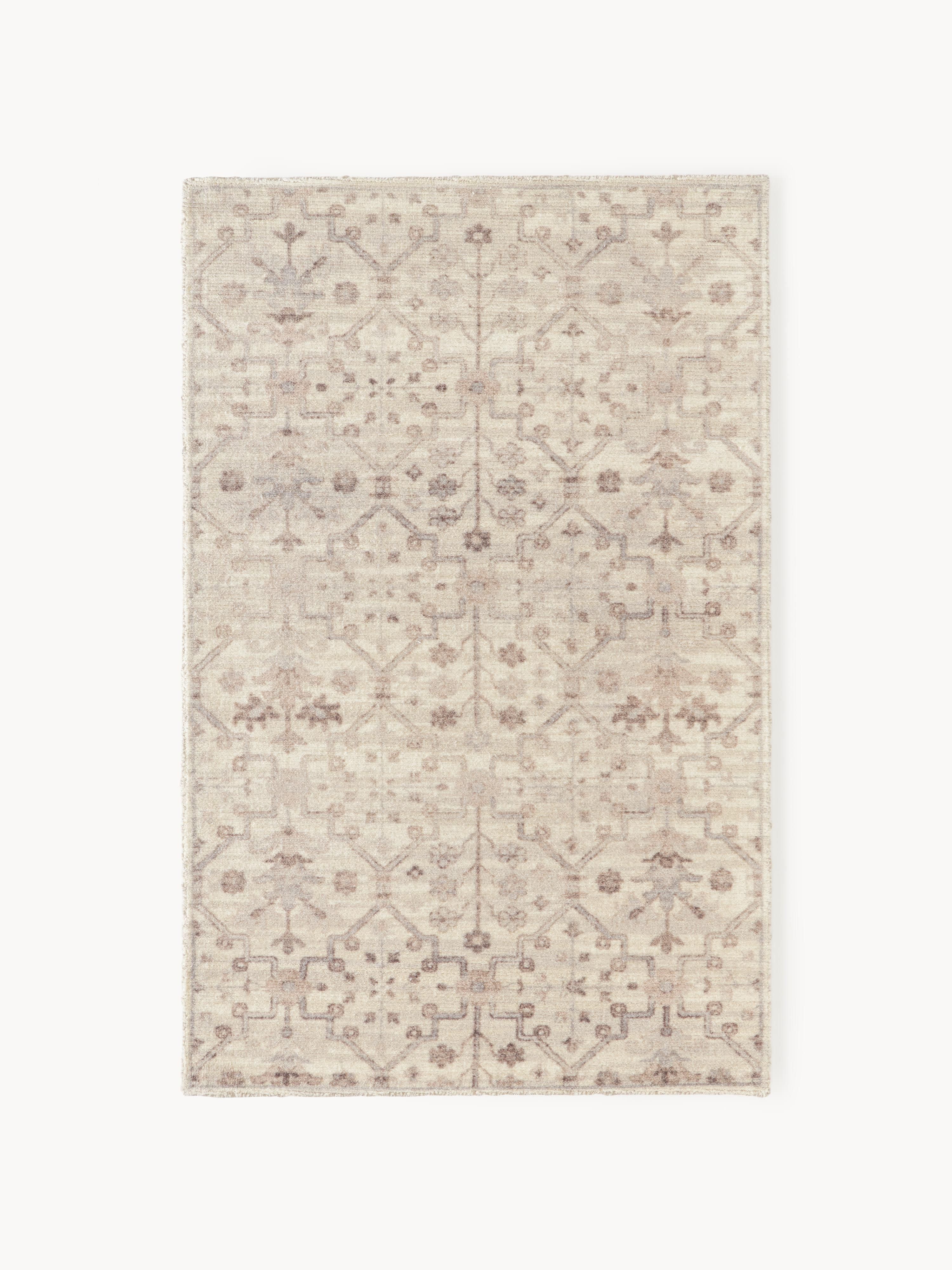 Handgewebter Kurzflor-Teppich Rosalie mit Ornamenten