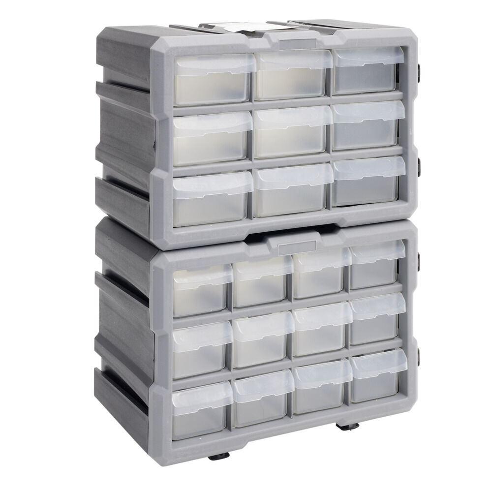 Rangement bricolage modulable plastique gris 9 casiers 28x17xH16cm