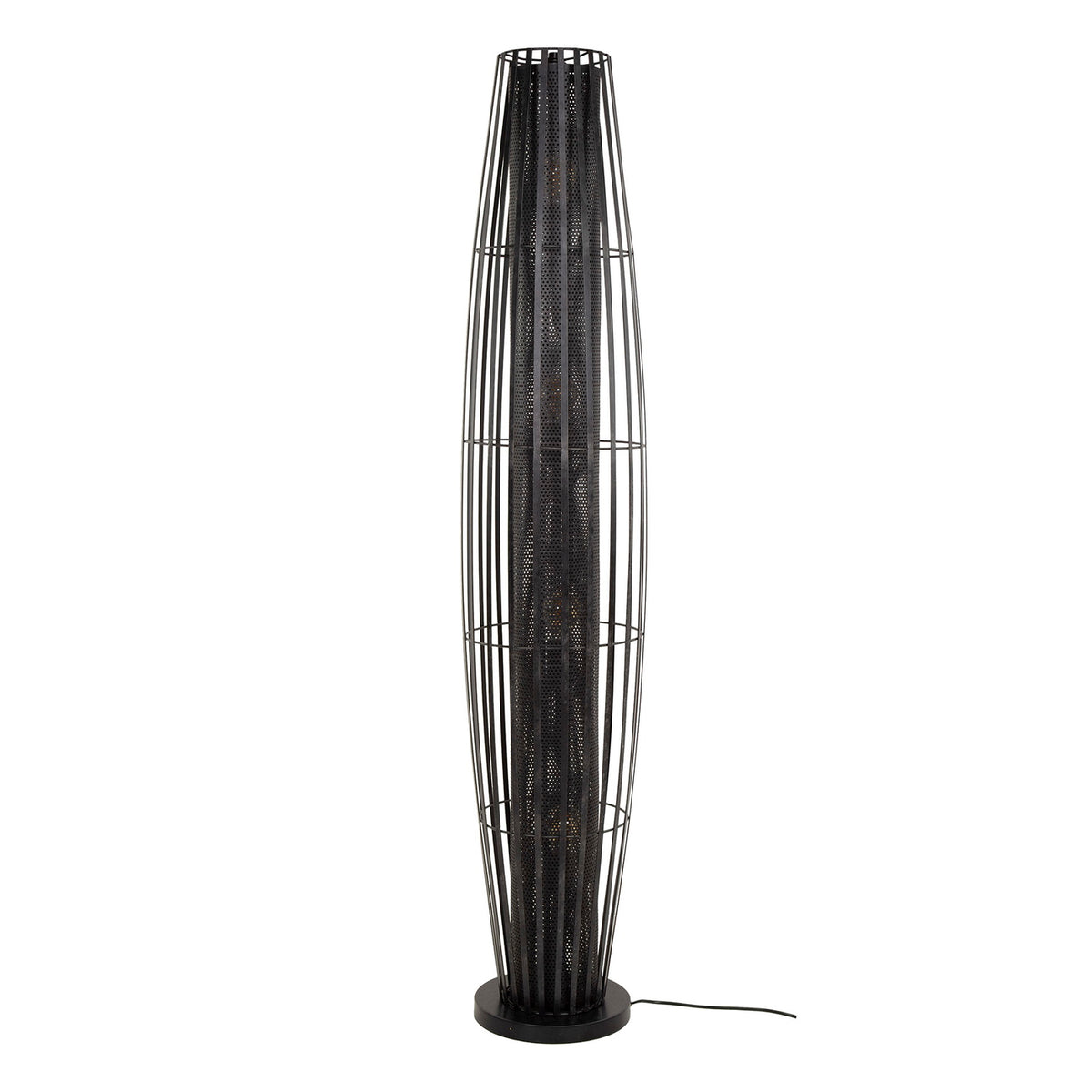 Giga Meubel Vloerlamp Cylinder Mesh - Zwart Metaal - 4-Lichts - 29x29x150cm