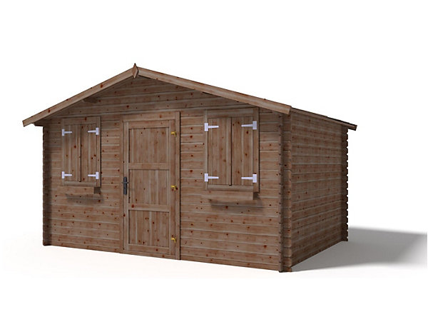 Abri de jardin en bois - 12m2 - 4x3m - Traité - Ep. 28mm - Couleur: marron - DOM418