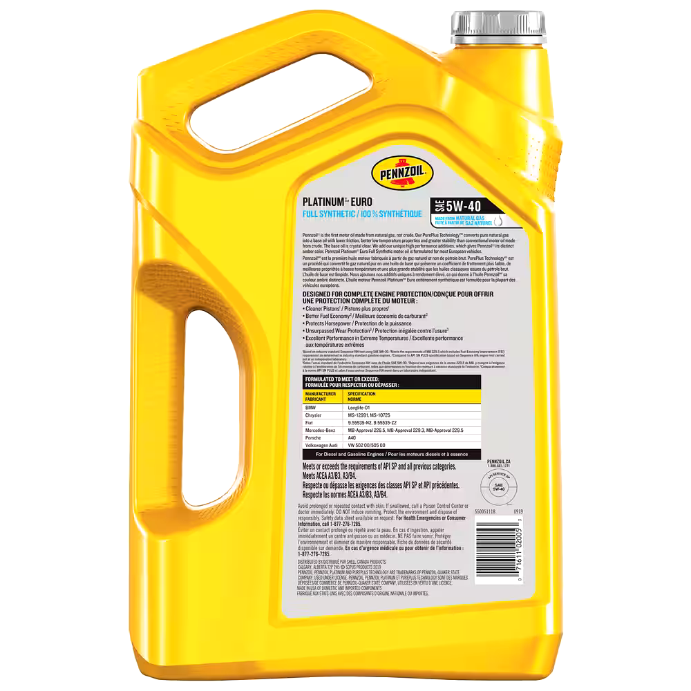 Pennzoil Platinum Euro 5W40 Synthetic Engine/Motor Oil, 5-L