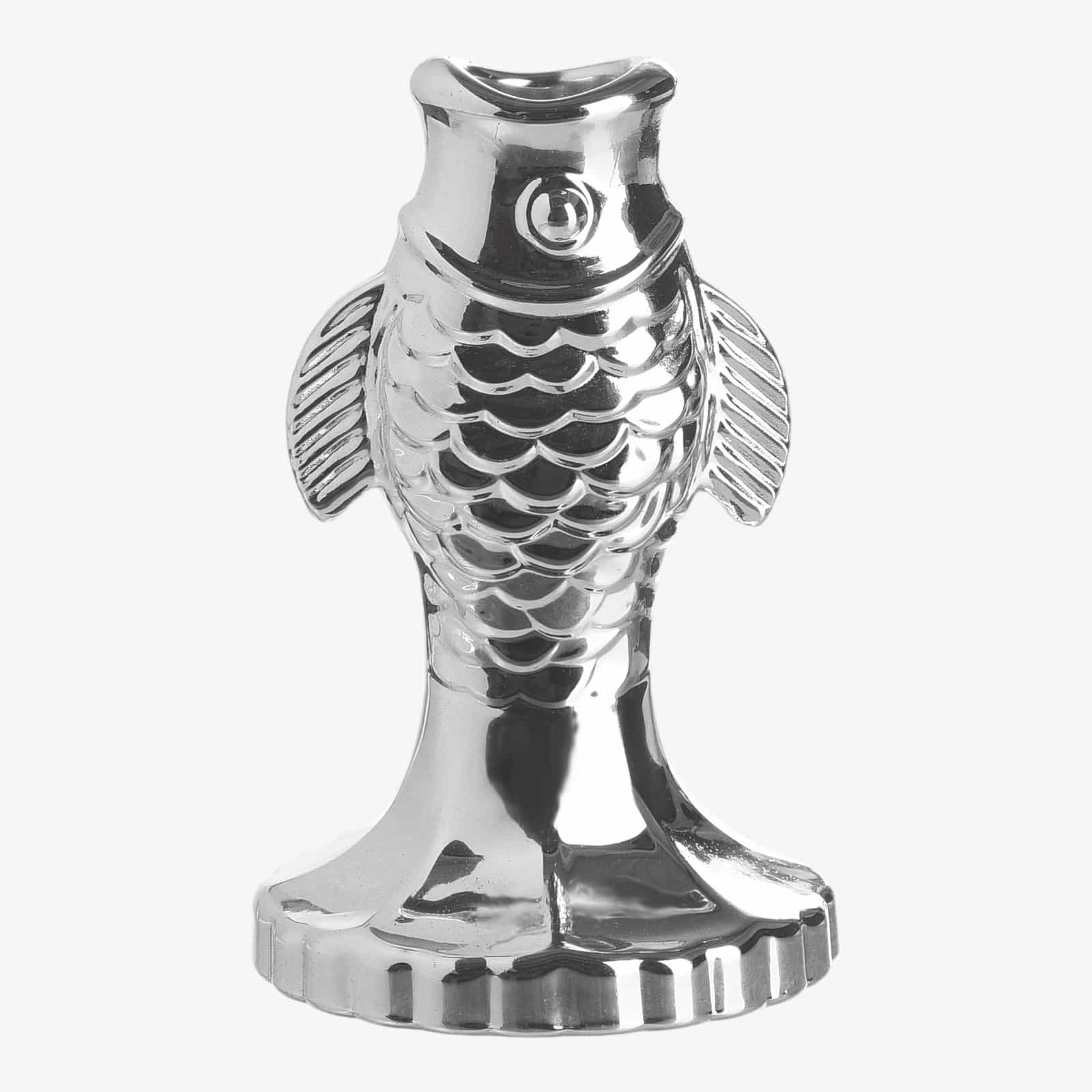 Stabkerzenhalter Fisch Silber, ⌀ 8 cm, H 120 mm