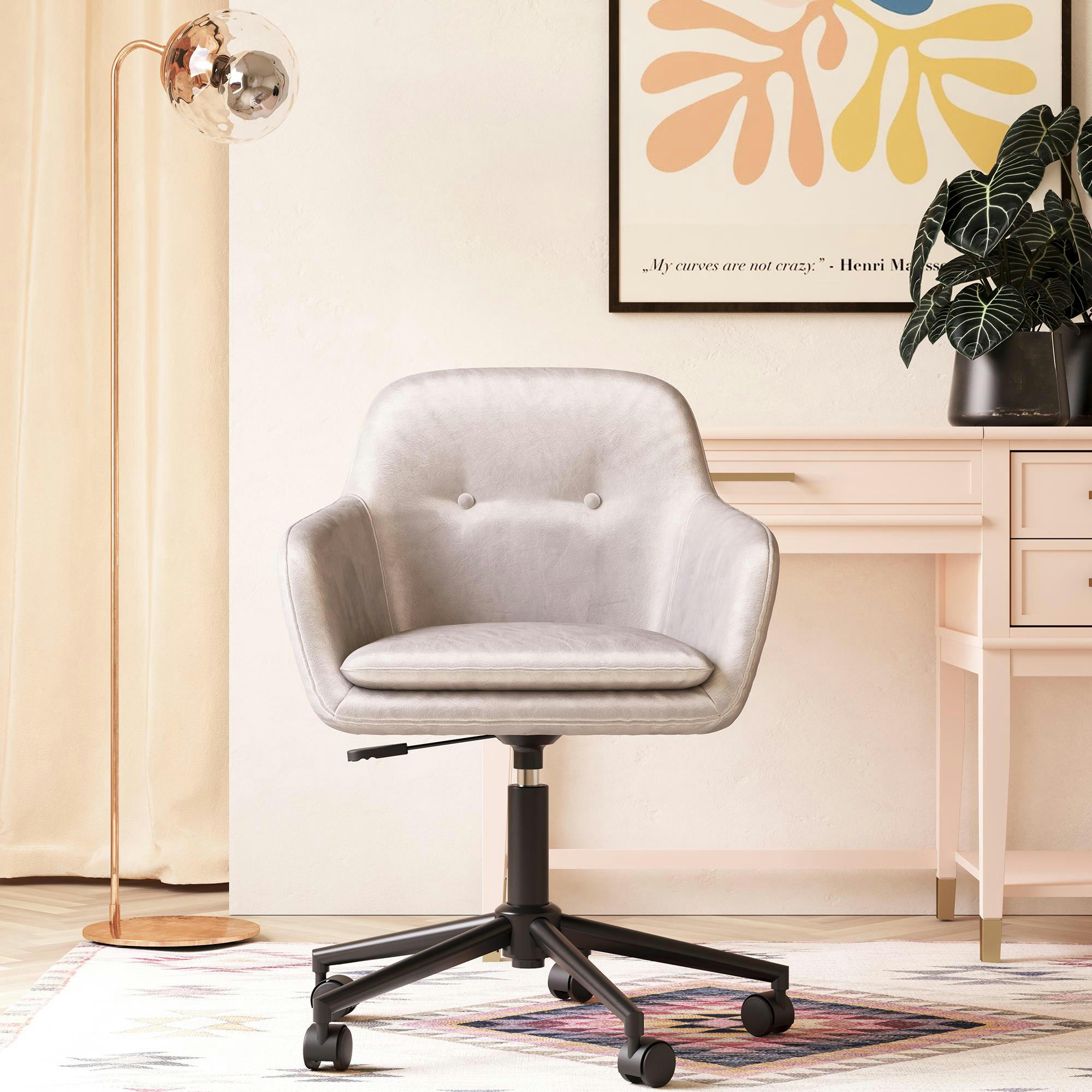 WESTERLEIGH - Chaise de bureau en velours gris clair