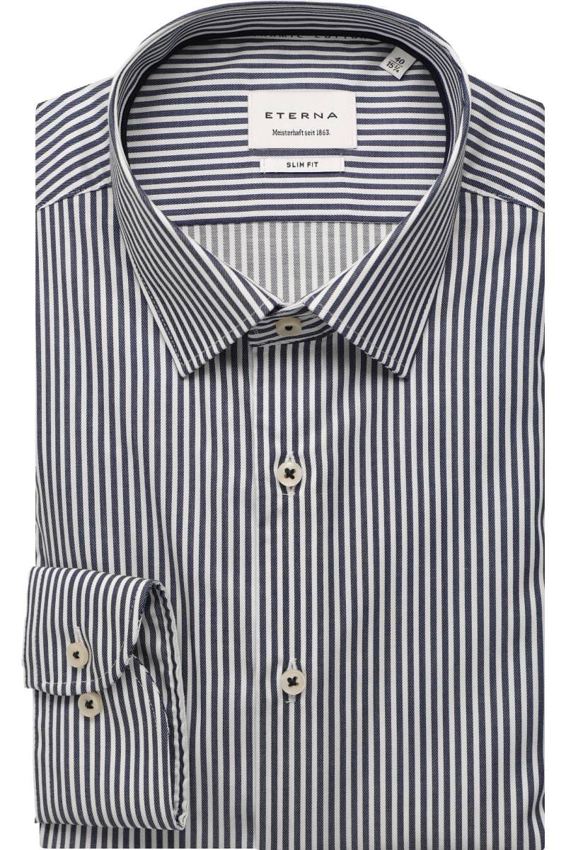 ETERNA Slim Fit Hemd marine, Gestreift (extra langer Arm)