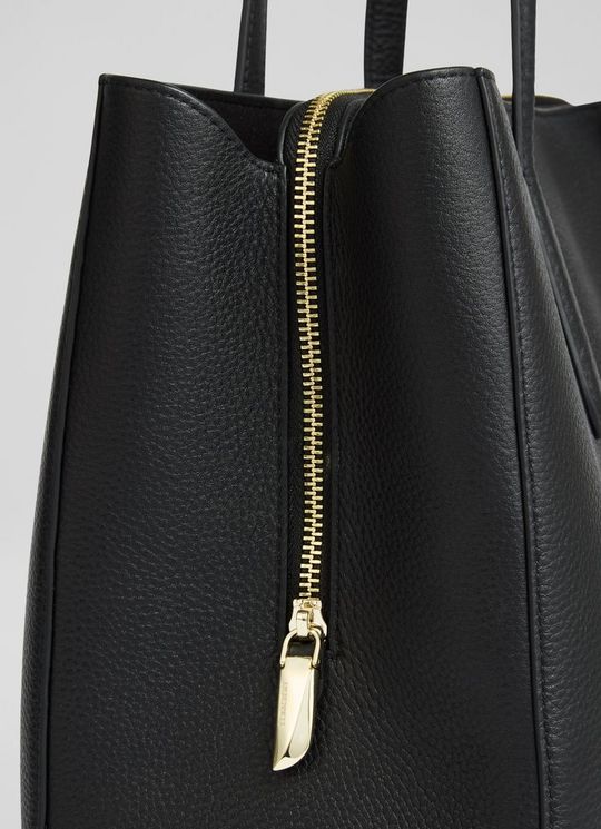 Olivia Black Grained Leather Oloid Tote