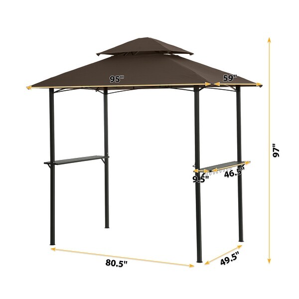 8 x 5 Ft Outdoor Grill Gazebo with Double Tier Soft Top Canopy