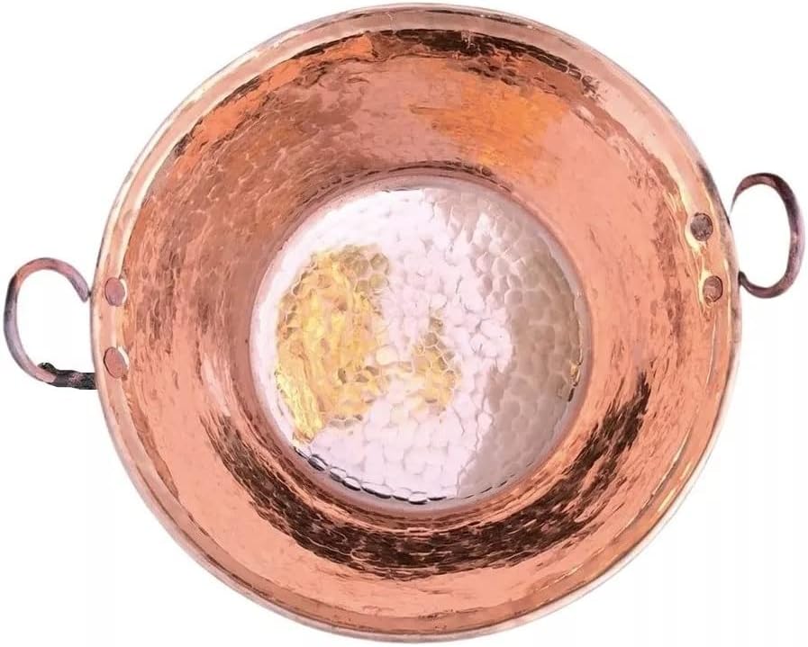 21 Inch Cazo De Cobre Copper Pot, Hand Hammered Carnitas Cookware, Heavy Duty Mexican Cooking Wok, 13 Inch Bottom Diameter