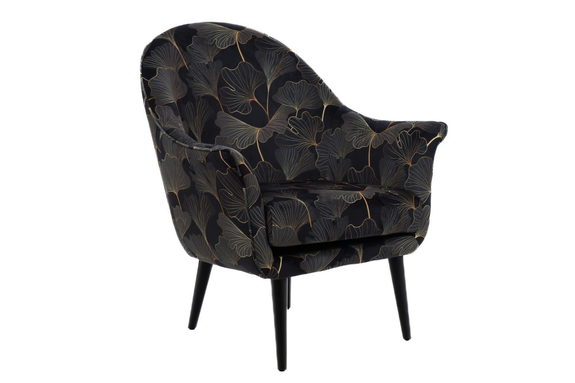 NOAH - Fauteuil en velours peau de pêche aux motifs fleuris