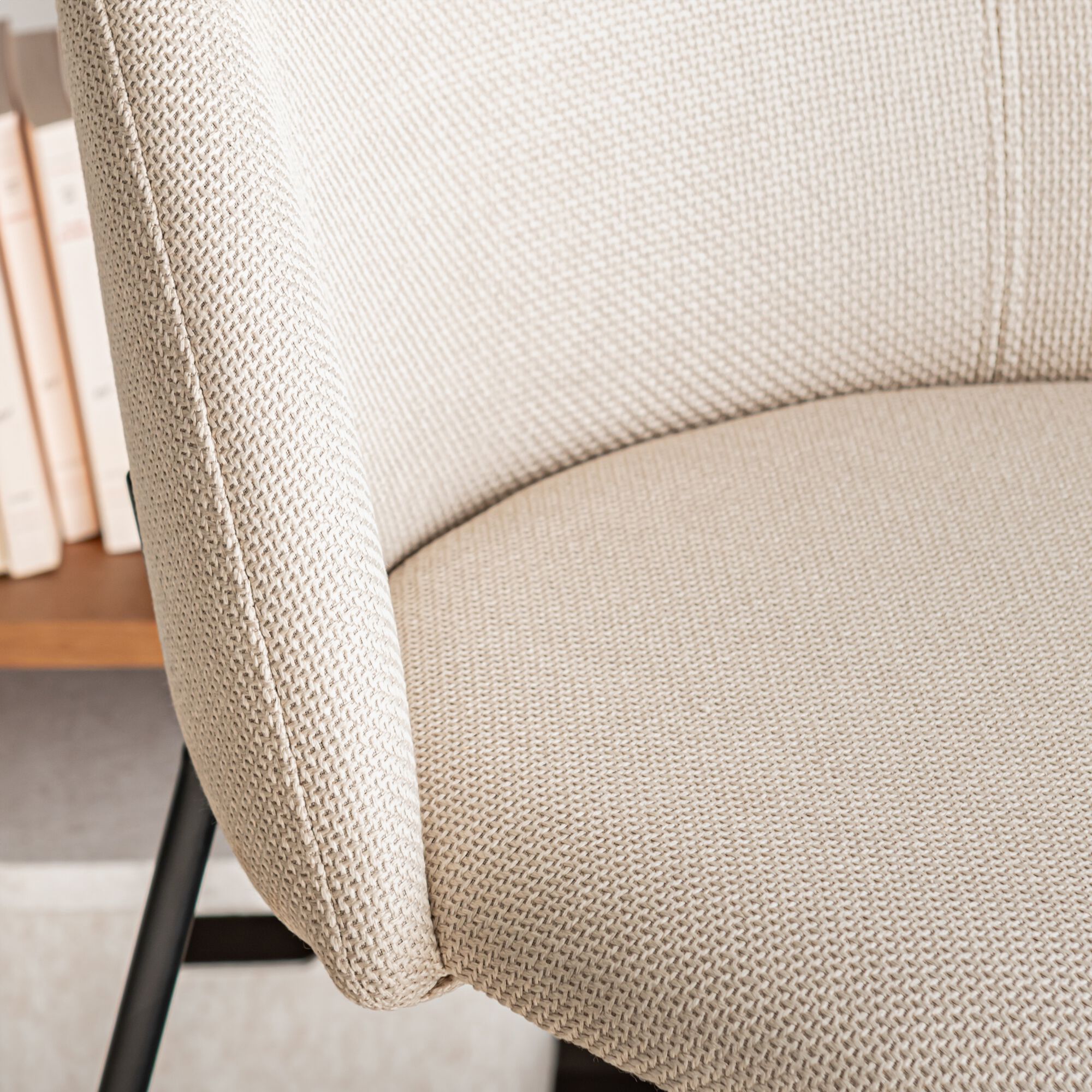 FIONA - Chaise de bar en tissu H75cm - beige