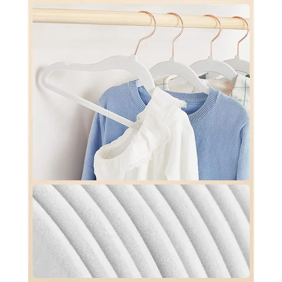 Kledinghangers voor Kinderen - Set van 50 - Fluweel - Anti-Slip - Wit