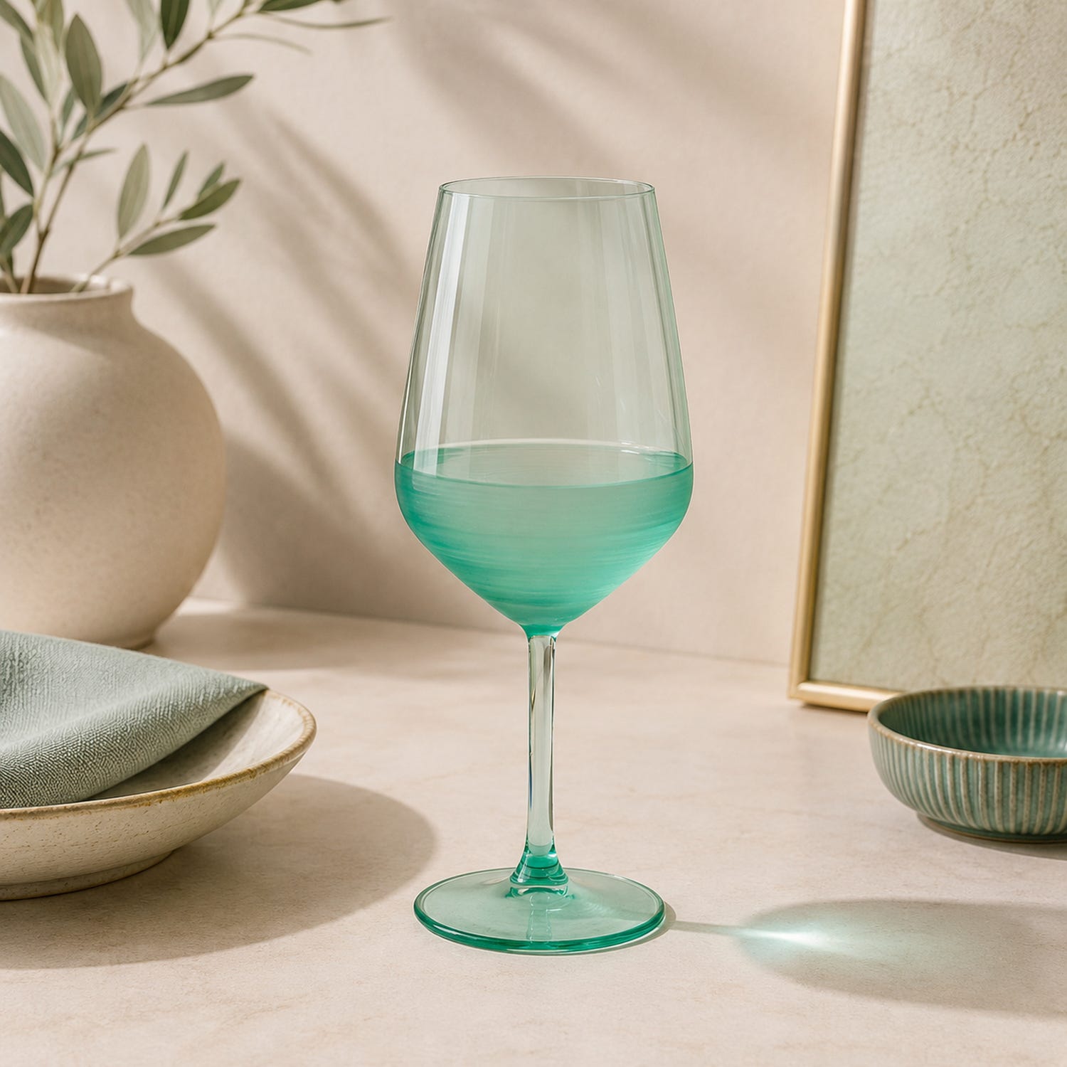 Calice vino vetro 490 ml verde Blaze