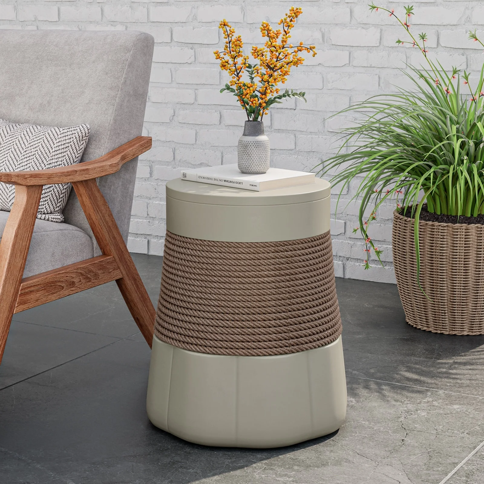 COSIEST Outdoor Patio Faux Stone Coffee Table