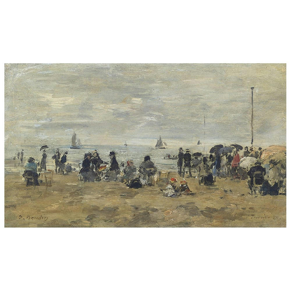 - Tableau Trouville scène de plage Eugène Boudin 50x80cm