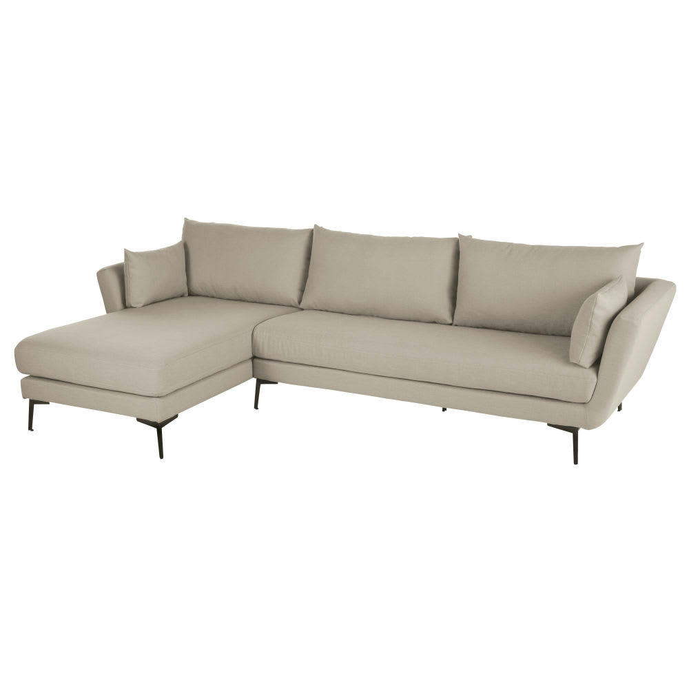 Prague - Canapé d'angle gauche 4/5 places beige
