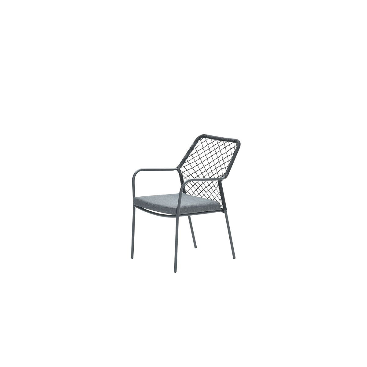 Dido dining fauteuil - carbon black - rope zwart - mystic grey
