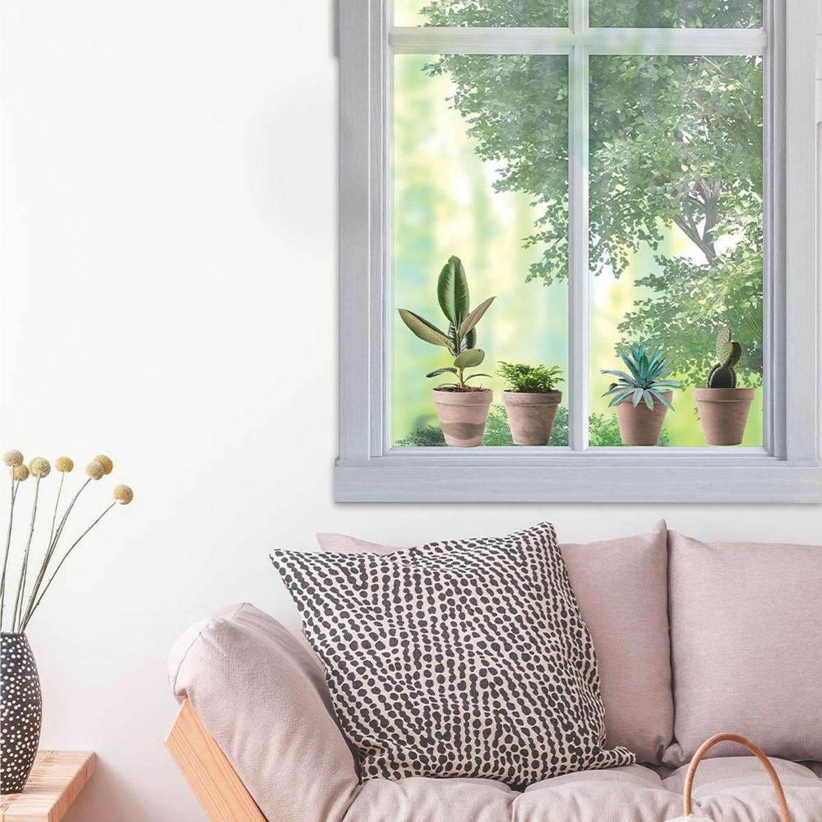 PLANTES - Autocollant de vitre pots de plantes