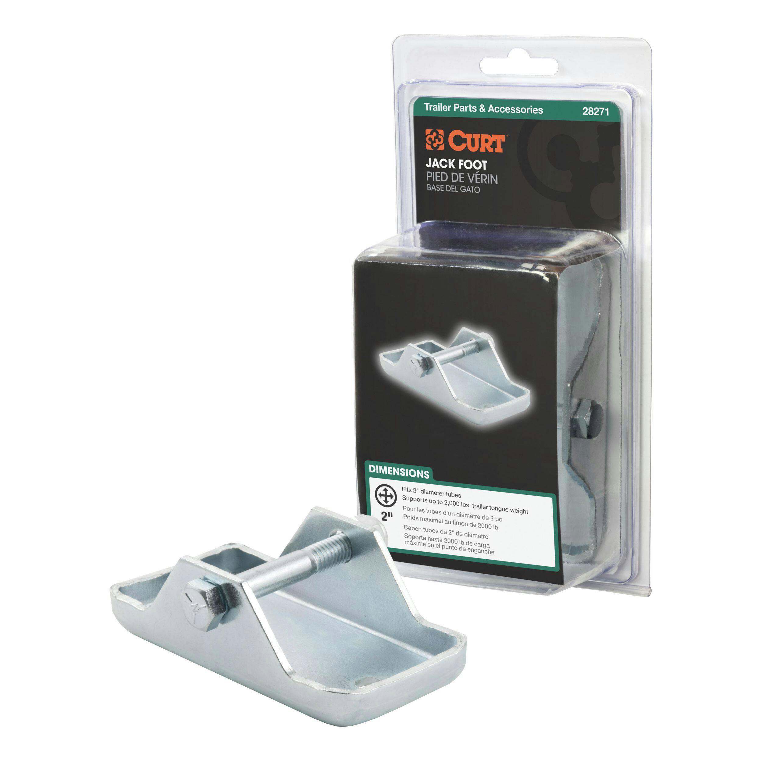 CURT Bolt-On Jack Foot (Fits 2-in Tube, 2,000-lb, Packaged)
