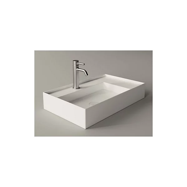 Lavabo, vasque à poser Hide Rectangle 65x40cm Blanc mat Sans Bonde Sans Siphon