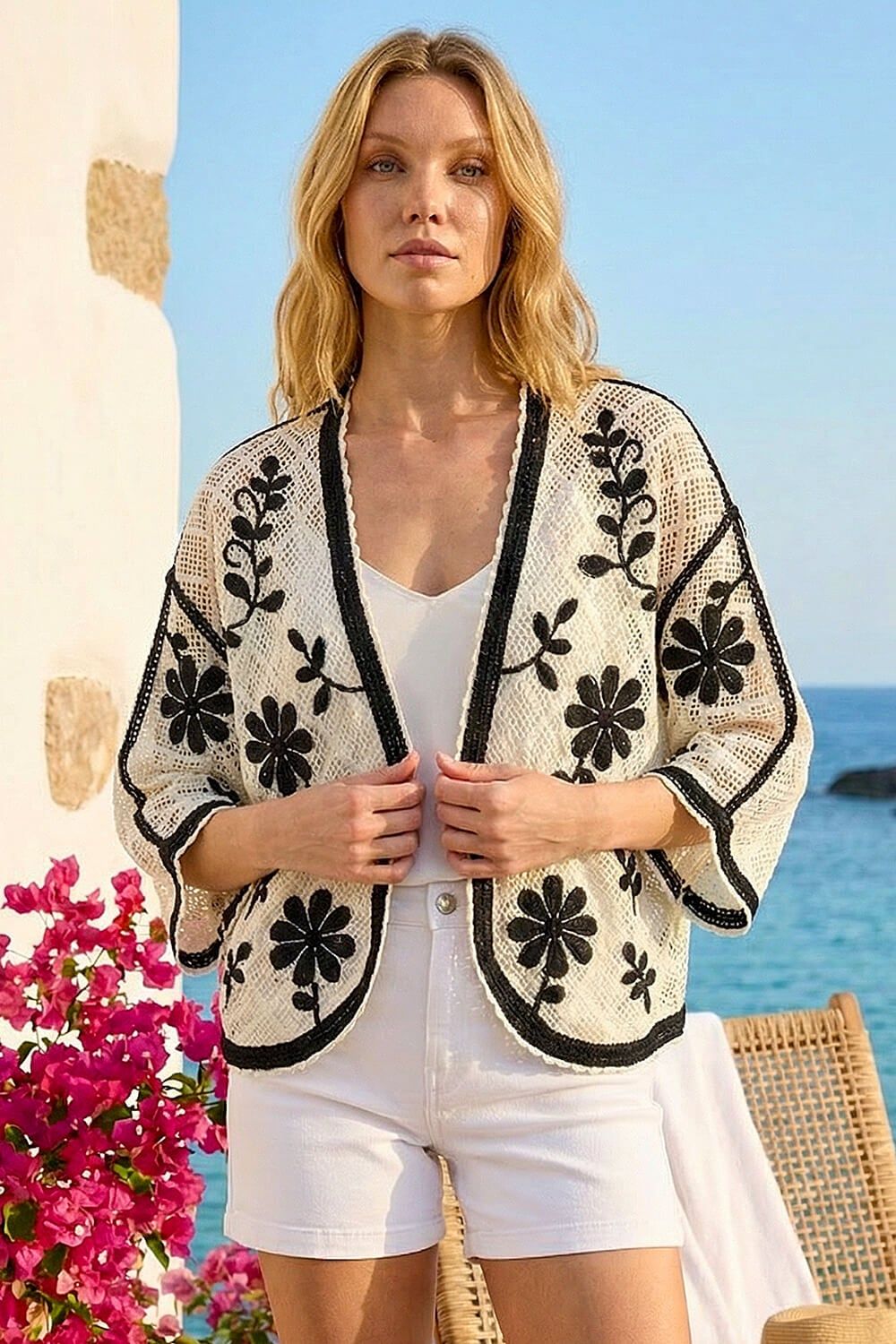 Roman Embroidered Knit Cardigan