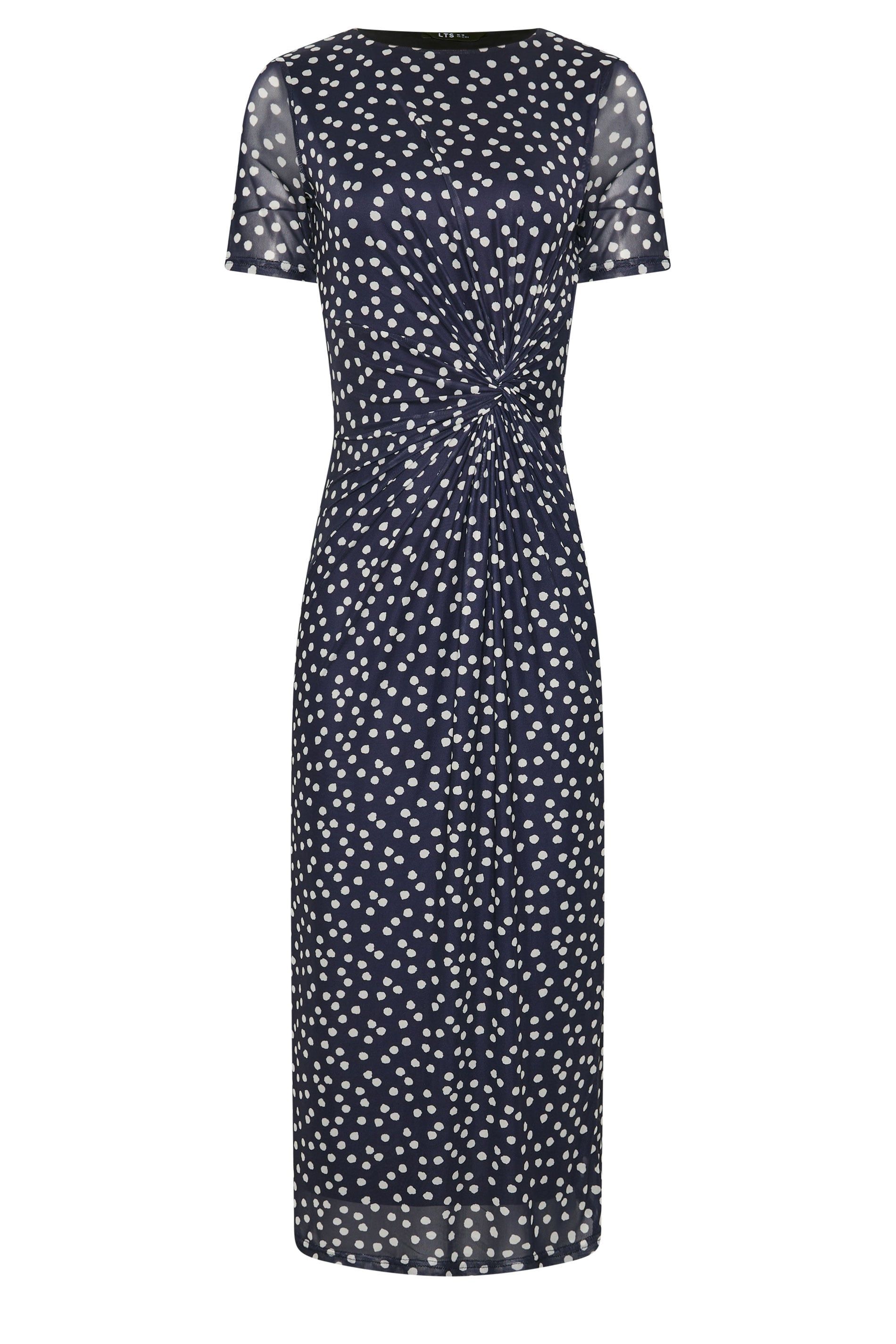 Long Tall Sally Tall Polka Dot Twist Mesh Midi Dress