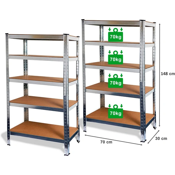 Schwerlast-Steckregal »Basti«, 2er-Set, BxHxT: 70 x 148 x 30 cm, Metall
