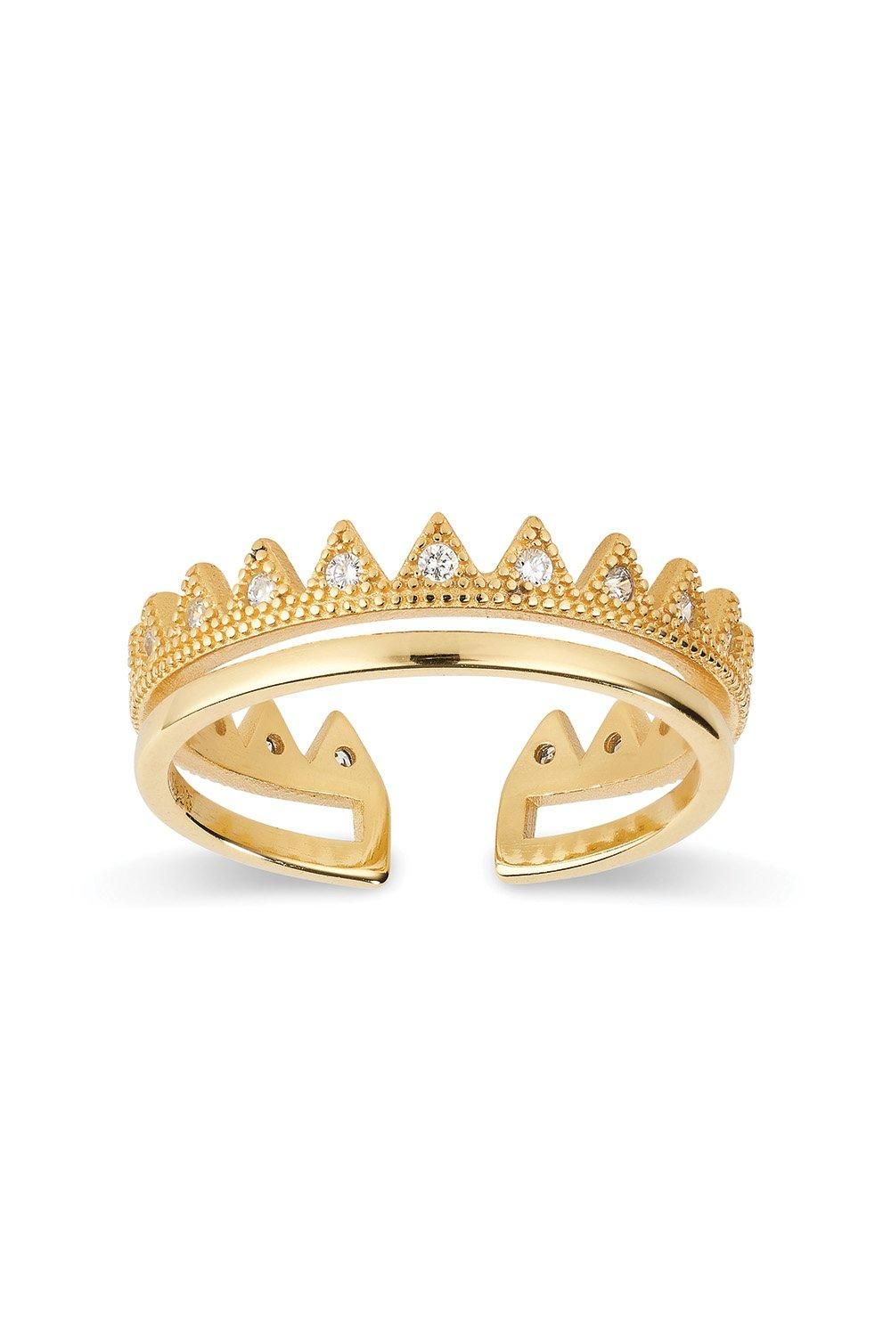 Elk & Bloom 14K Dainty Gold Crown Stacking Ring