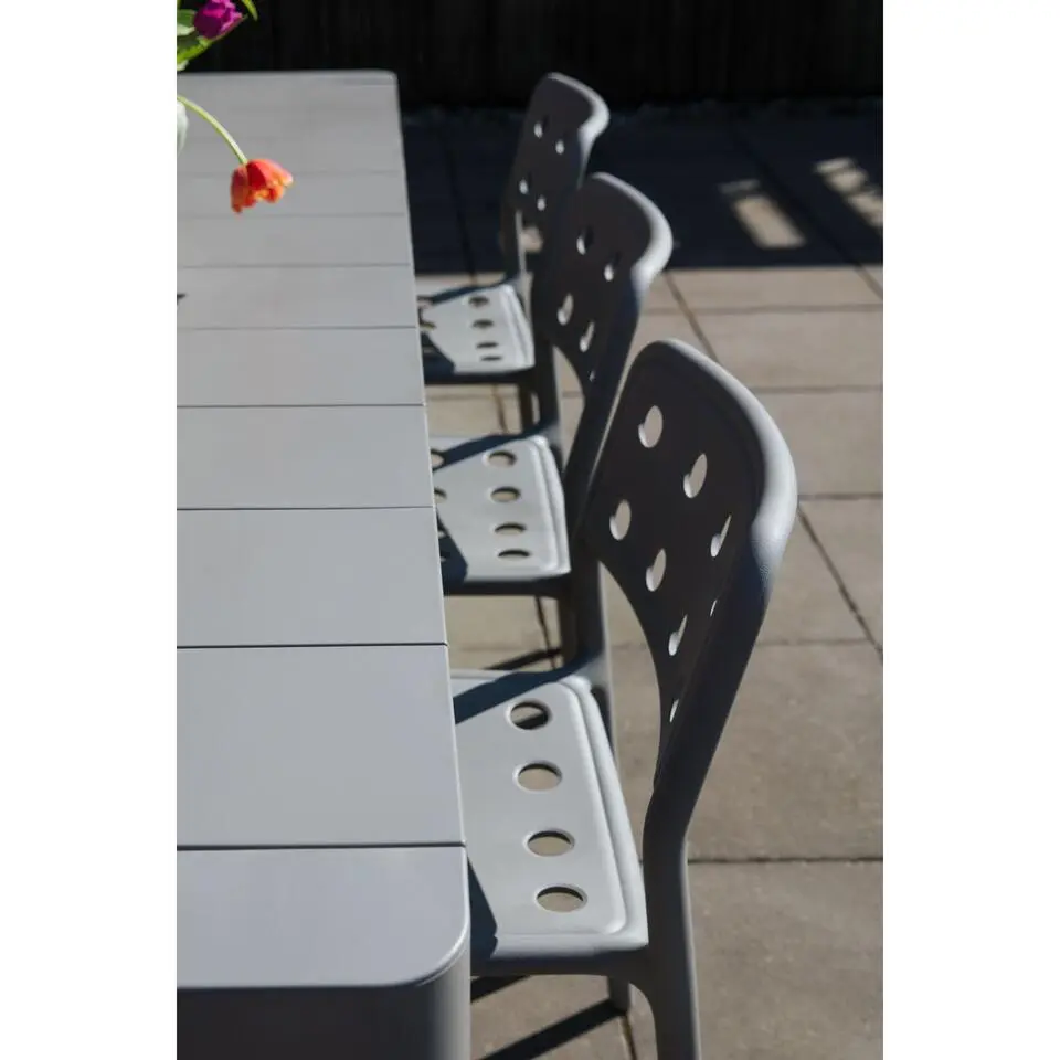 Housecraft Serra Tuinstoel/ Eetkamerstoel Kunststof Grijs - Set van 4