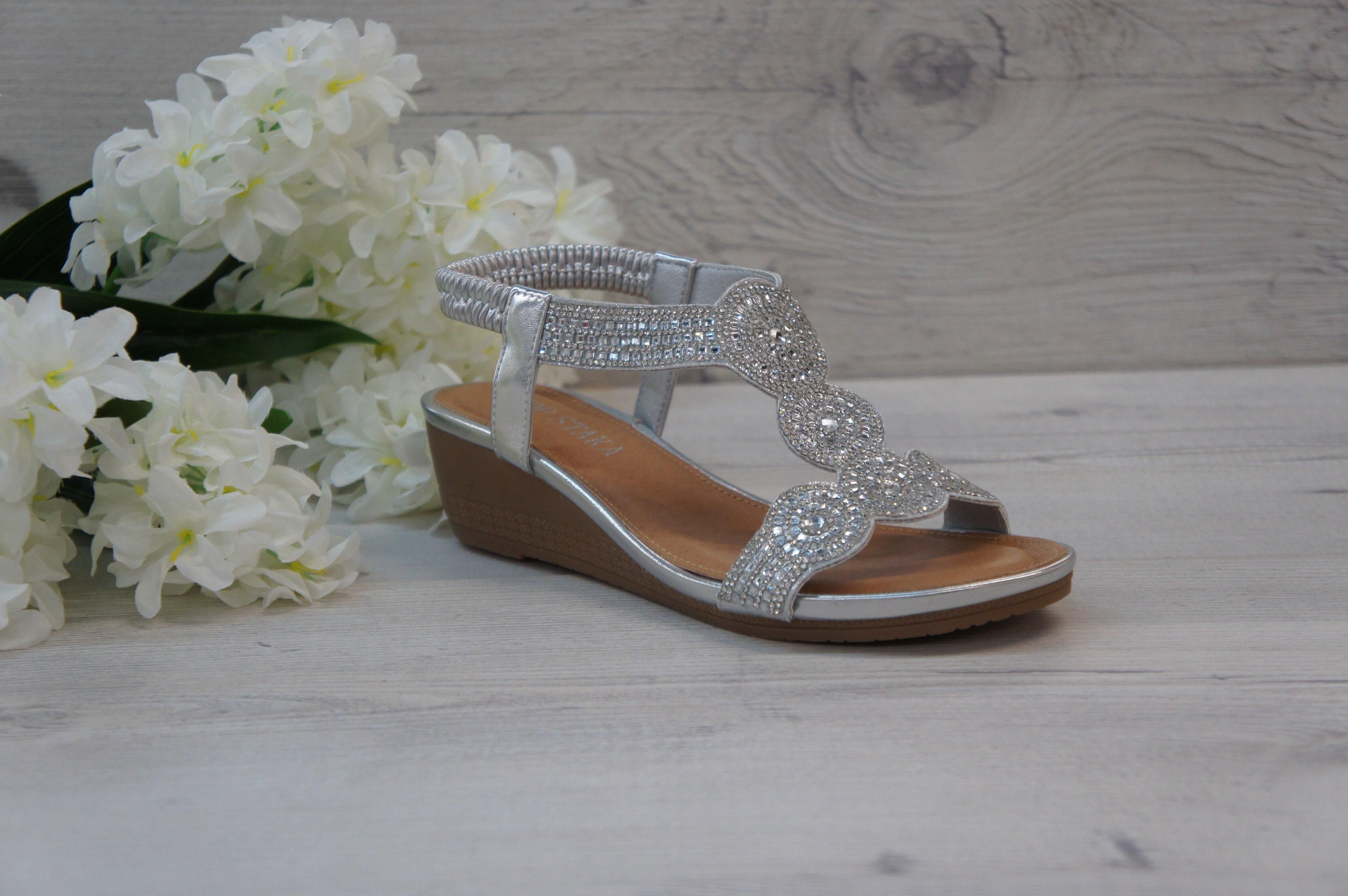 IVACHY Sandal Ladies Crystal Sparkling Shine Wedge Heel