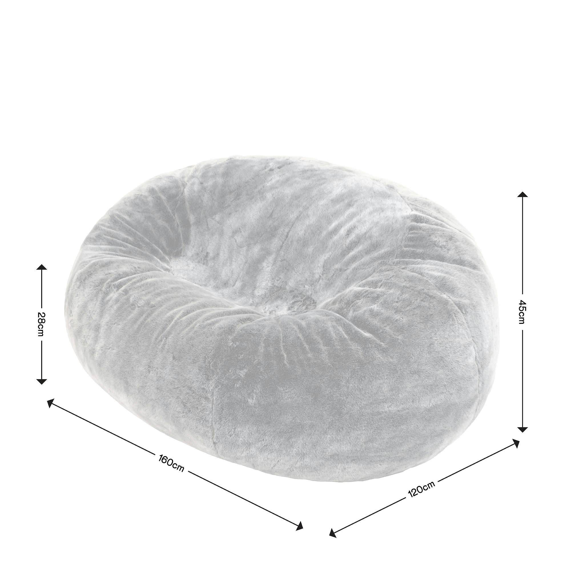 - Pouf géant canapé fausse fourrure gris loup