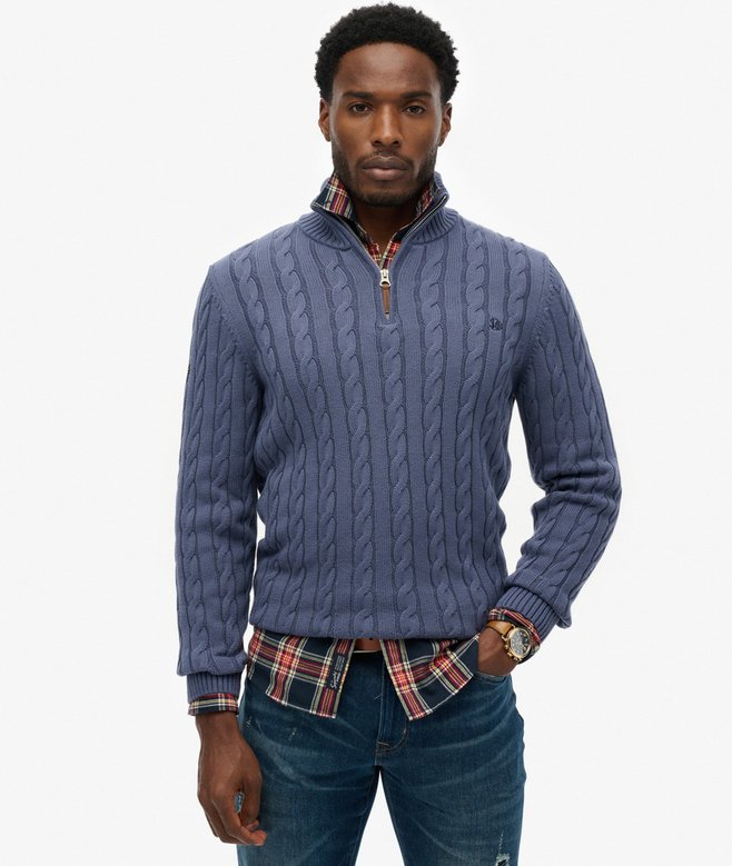 Organic Cotton Classic Cable Half-Zip Jumper