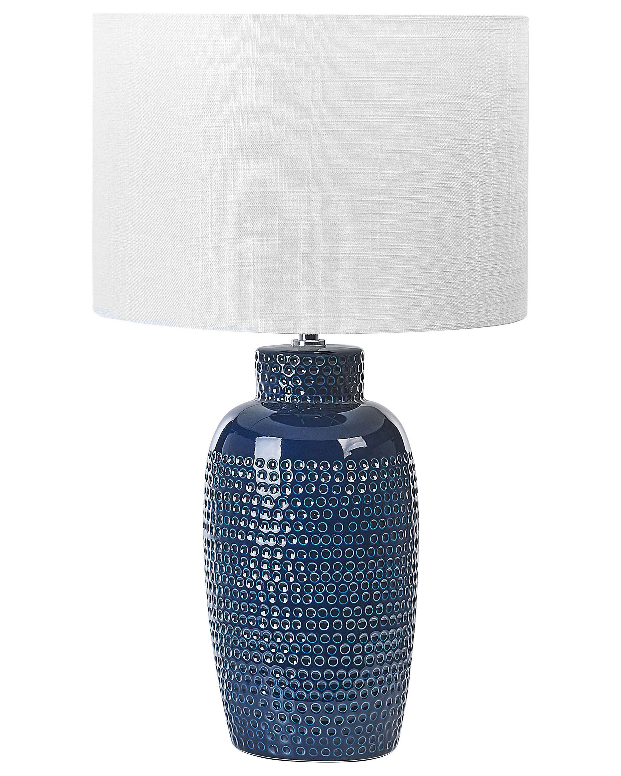 Lampa stołowa nocna ceramiczna 53 cm niebieska