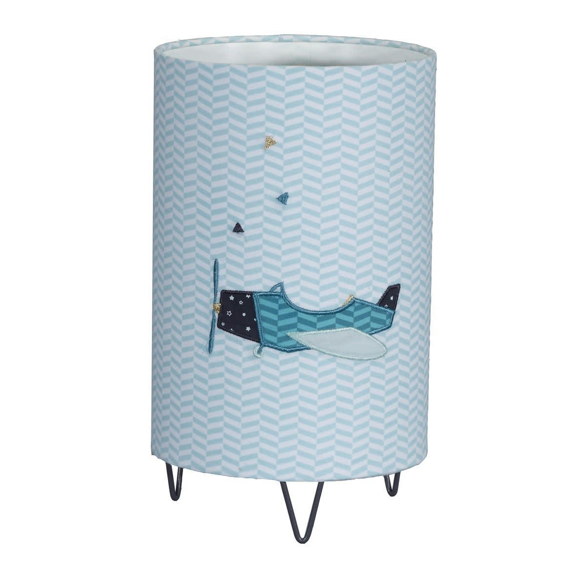 LAZARE - Lampe à Poser Pieds Métal en coton Bleu