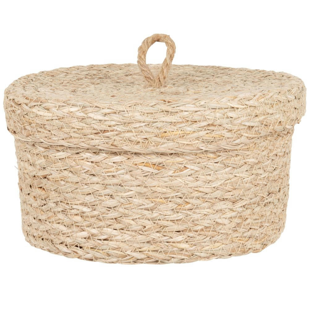 - Boîte en vannerie beige