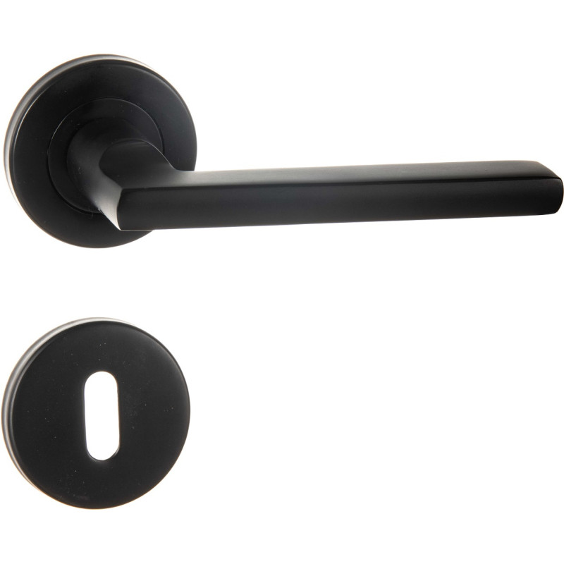 Poignée de porte 211 avec rosace et entrée noire LINEA BERTOMANI